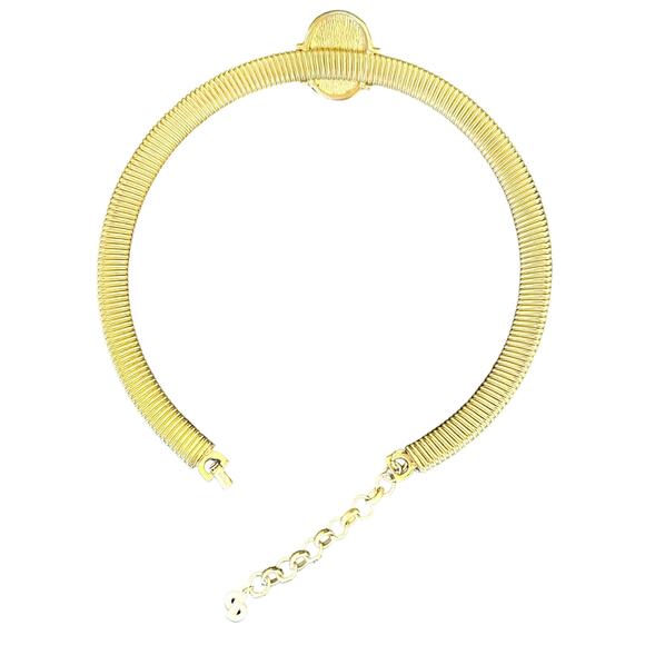 Vintage Christian Dior 1980s Omega Choker. Featuring Faux Pearl Focal Piece. - Picture 6 of 13